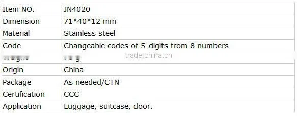 JN2031 3 Digits Combination Pad Lock