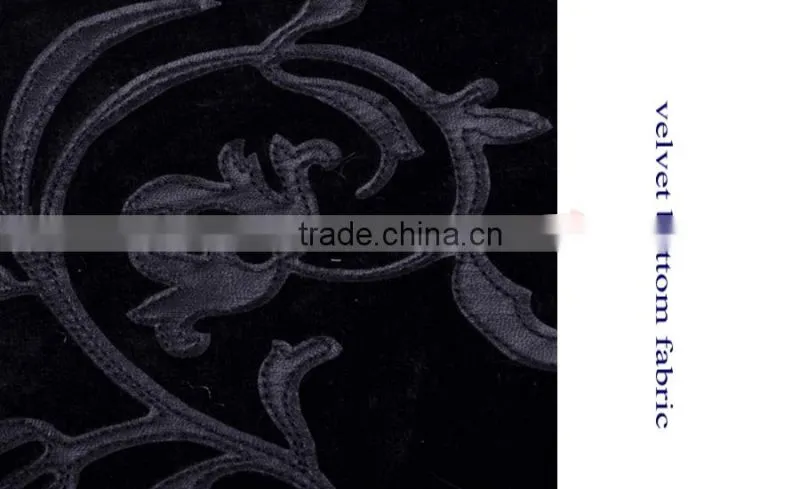 High quality PU leather floral applique embroidery african velvet lace fabric for lady garment