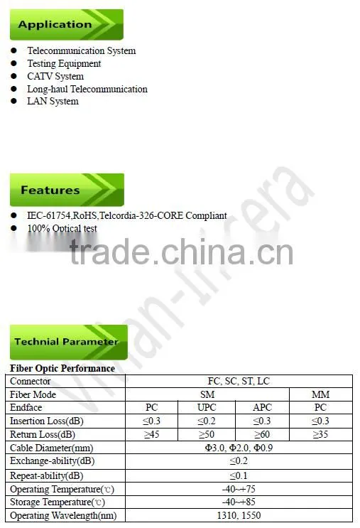 SC 1meter fiber optic pigtail in stock