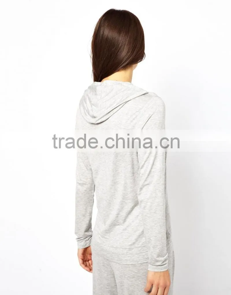 Ladies Plain Pajama Set With hood