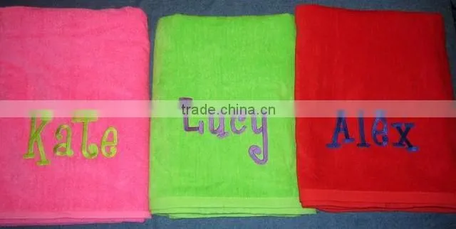 wholesale 100% cotton Custom Embroidered personalized bath towels for children