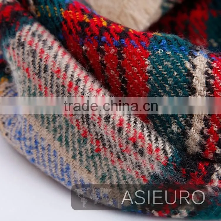 Fashion Checked Acrylic Tube Scarf For ladies Multi Colors BSCI AND SEDEX