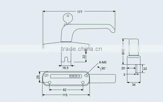 Aluminium door handles with key AT60