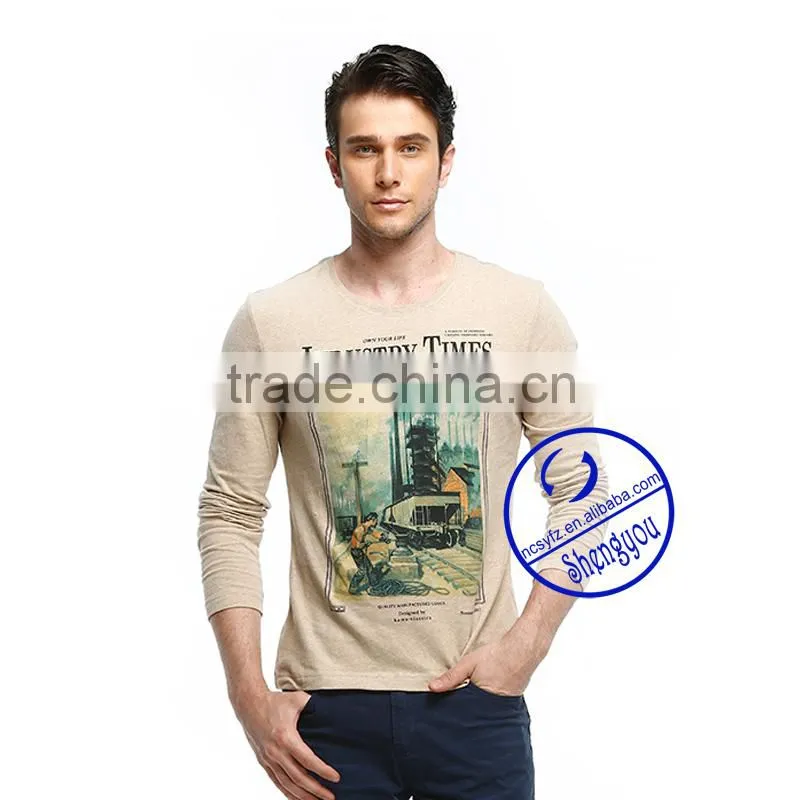2015 China supplier custom long sleeve mens plain t shirt