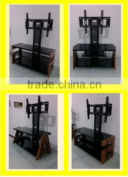 Glass TV Stand with Stainless steel tube and tempered glass