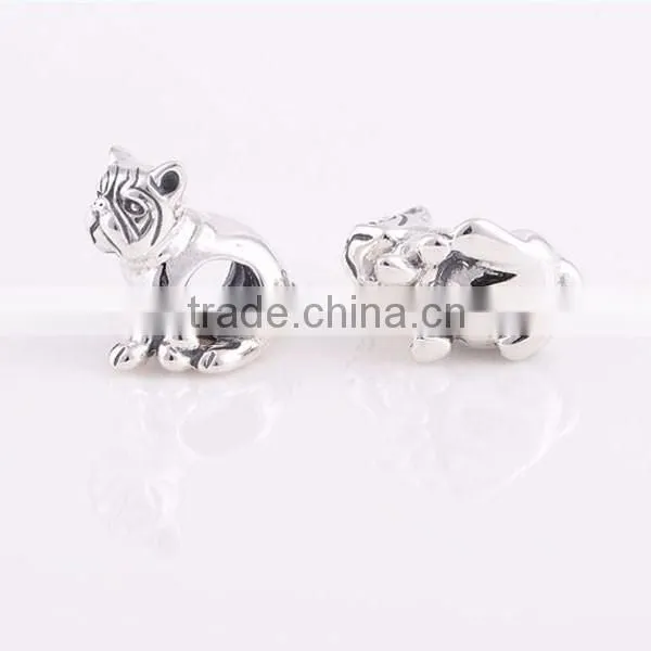 925 sterling silver charm beads bracelet bulldog charm