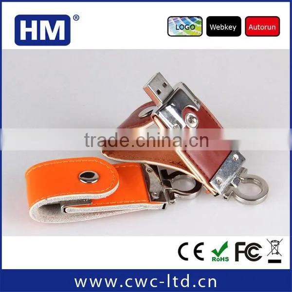hot selling promotion gift leather usb with high speed and full capacity