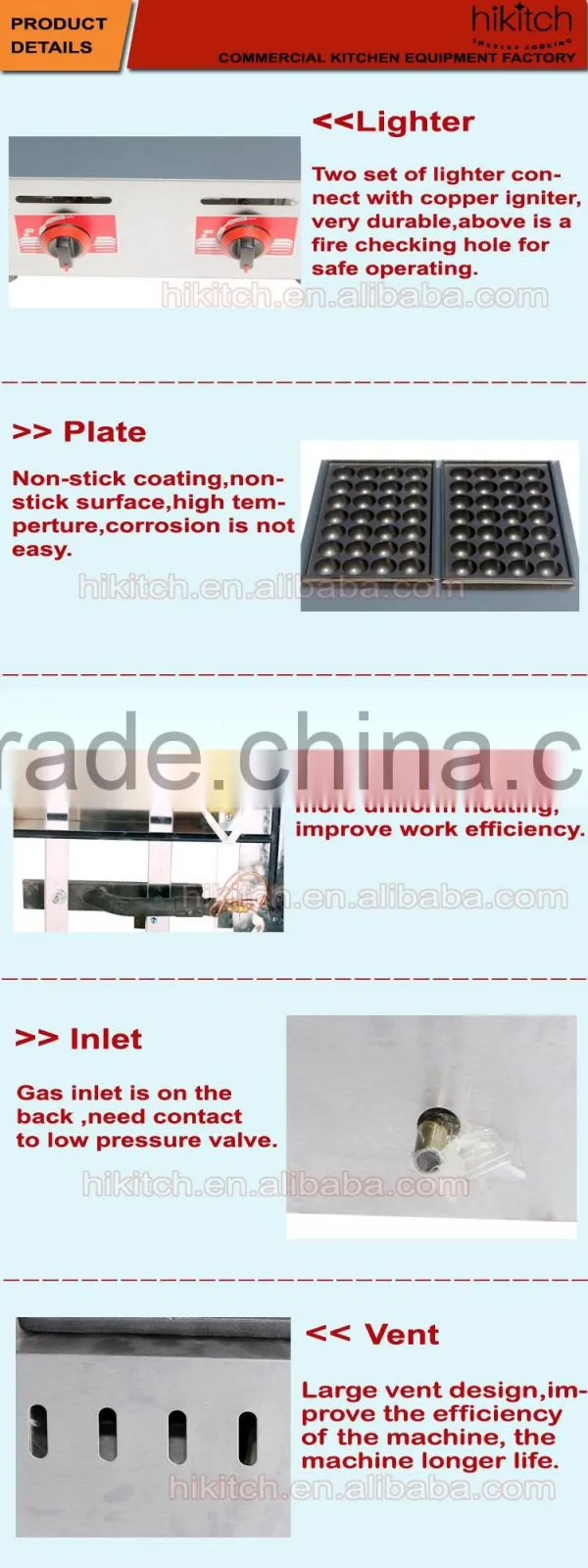 High Quality Stainless Steel Takoyaki Machines Gas Fish Pellet Grill