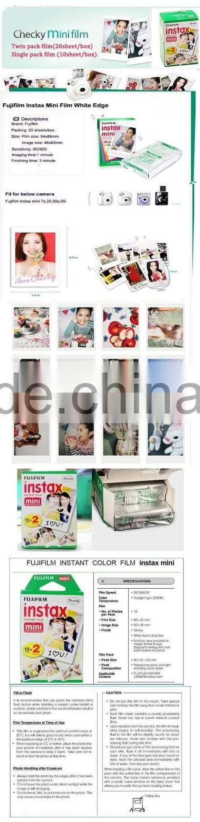 20sheet/pack Twin Pack polaroid film for mini8,mini7s,mini90,sp-1