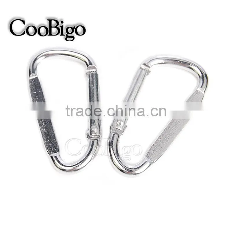 Aluminum Spring Flat Carabiner Snap Hook Hanger Keychain Hiking Camping #FLQ189-7C(Mix-s)