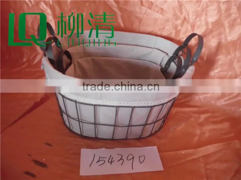 Cheap Handmade Wire Storage Basket With Cloth Linner