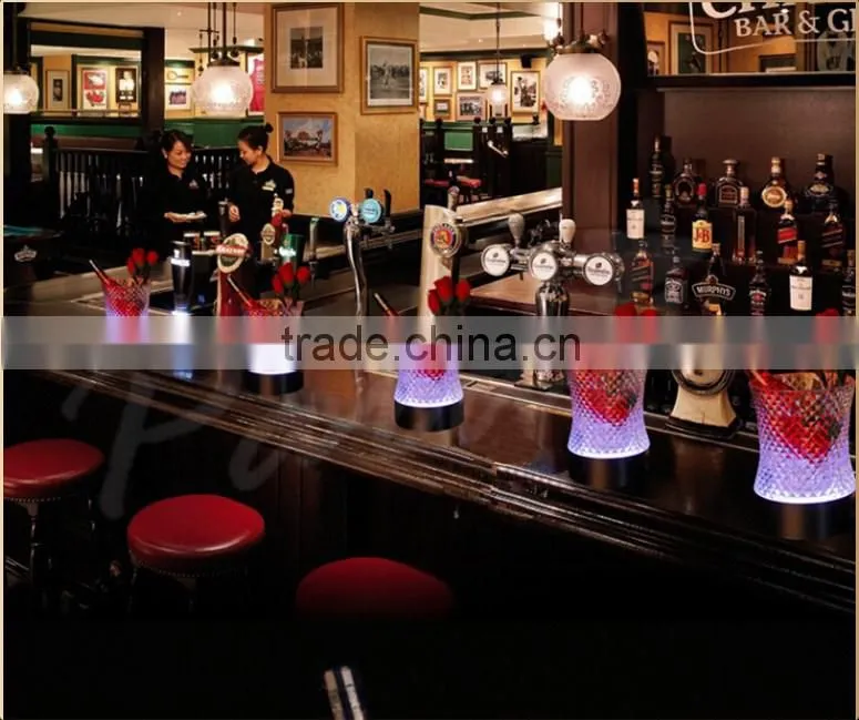 Bar cylinder shape diamond led lighted champagne ice bucket