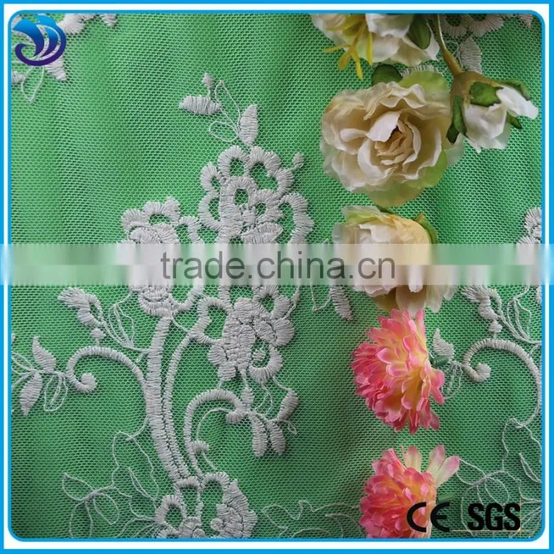 double borders net lace embroidery fabric organza fabrics for wedding dress