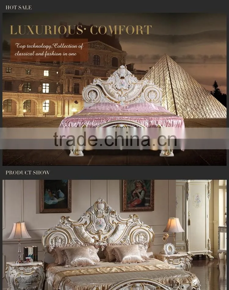2016 newest design King size wood double bed models for bedroom