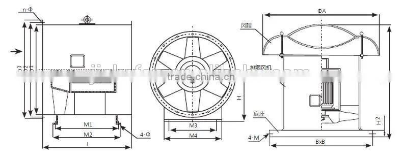 HTF (A) Series Fire-control Axial Fan for Smoke Extraction/high pressure centrifugal fan/factory ventilation blower fan/ventilat