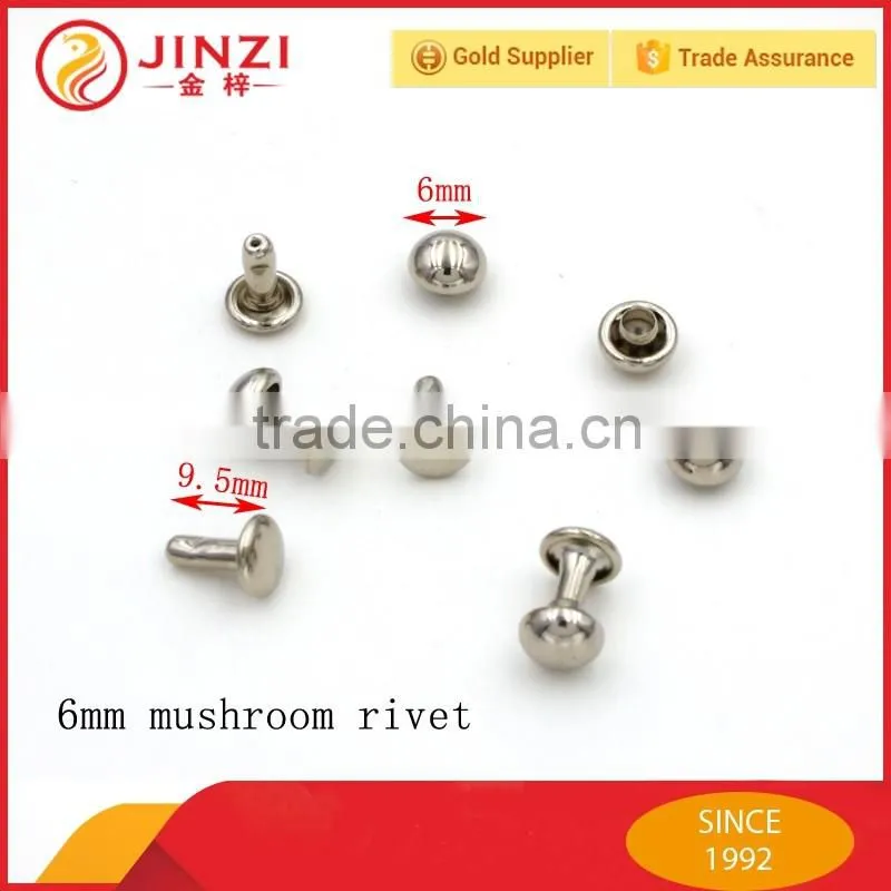 5-15mm size double cap/mushroom head rivet for handbags accessories