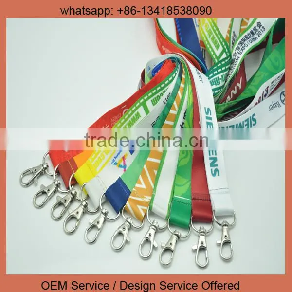 Custom logo cheap satin polyester heat transfer printed lanyard string