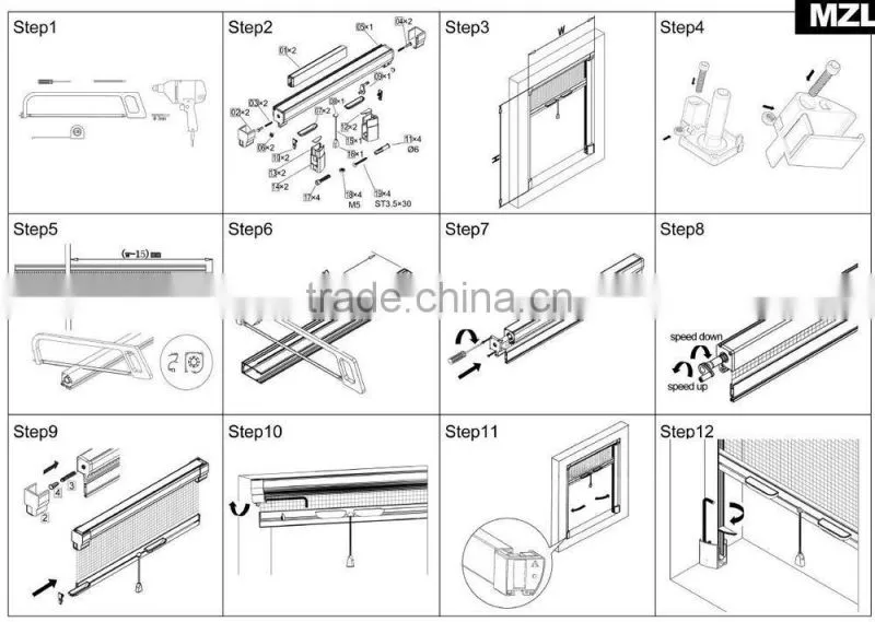 130cm* 150cm Aluminium retractable insect screen window roller-- MZL-1