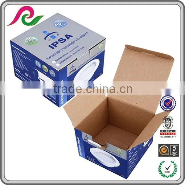 Folding corrugated paper box for packing 12W LED light