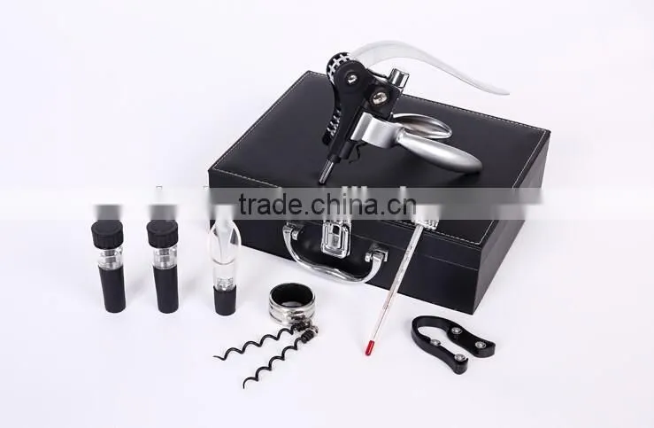 Promotional AUGUST 9pcs in one wooden wine box wine opener corkscrew set
