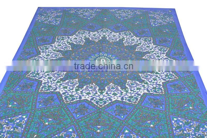 Sanganeri printed Mandela Tapestry Wall Decor Throw Table Cover 100% Cotton Bedspread Indian Jaipur Manufacturer & Wholesaler