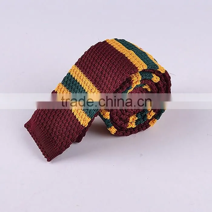 Men tie knitted white navy strips with red top knitted necktie for men superior poly material