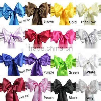 Wholesale Wedding Decoration Party Banquet 6x108inch Satin Chair Sash Bow