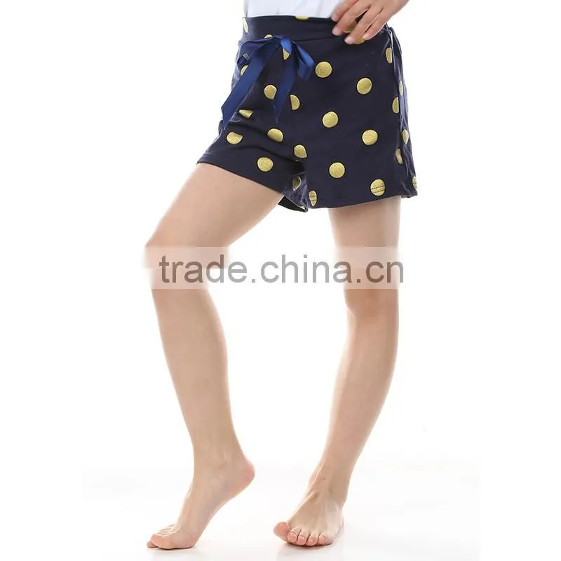 Multicolored dots bowknot design stylish easy sports doing cotton children girls shorts