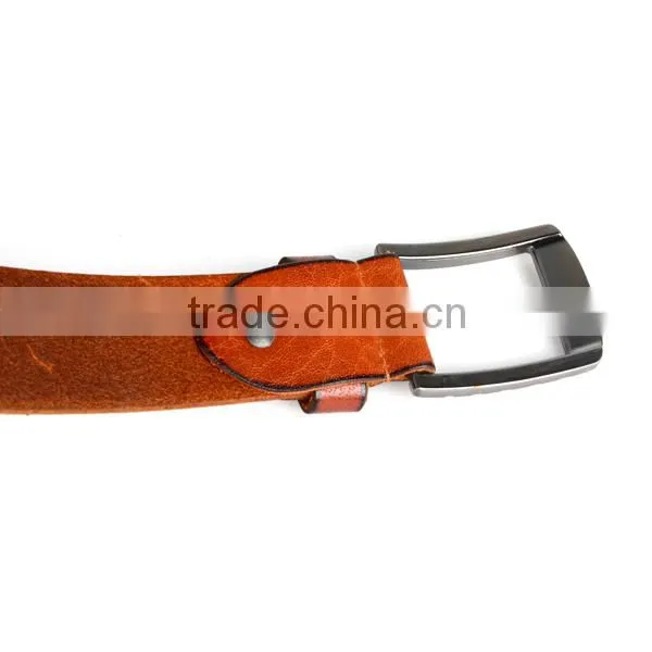 Gun Color Pin Belt Buckle Tan Cowhide Custom belt buckle Leather Belt