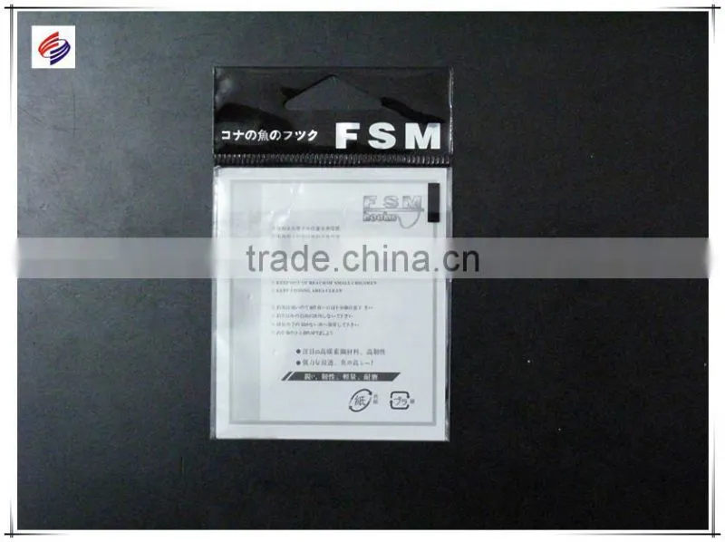 printed bopp bags for fish hooks packaging with paper card inserted
