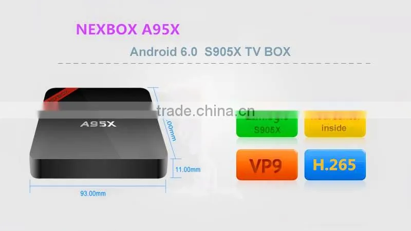 Cloudnetgo 2016 Hot Sale Amlogic S905 Android 6.0 Quad Core 2g/8g Kodi 16.1 4k Tv Set Top Box A95X TV box