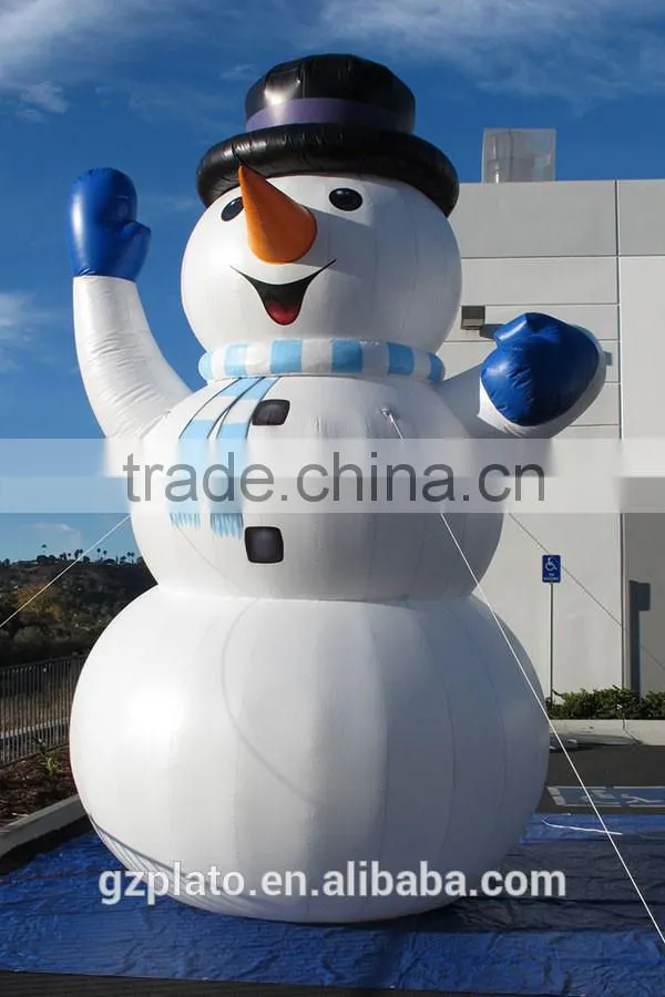 6m height Christmas inflatable snowman with top hat for outdoor decoration