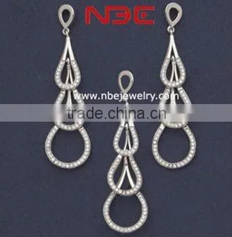 Italy design silver jewelry set, micro pave setting, AAA grade cz, high quality rhodium plated,silver ring, earings, and pendant