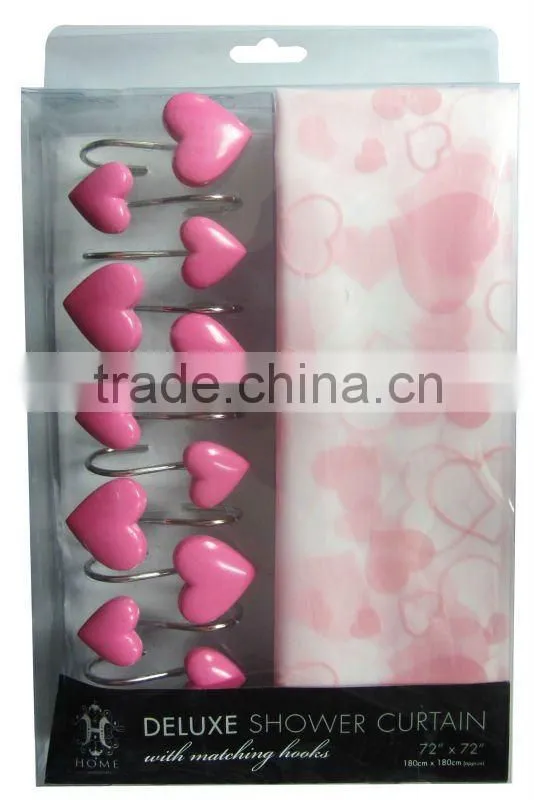 heart design , bathroom shower curtain