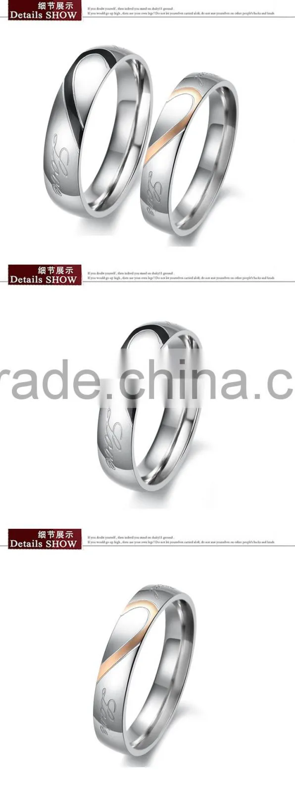 KSTONE 2015 fashion jewelry Stainless Steel heart shape rings coupe rings