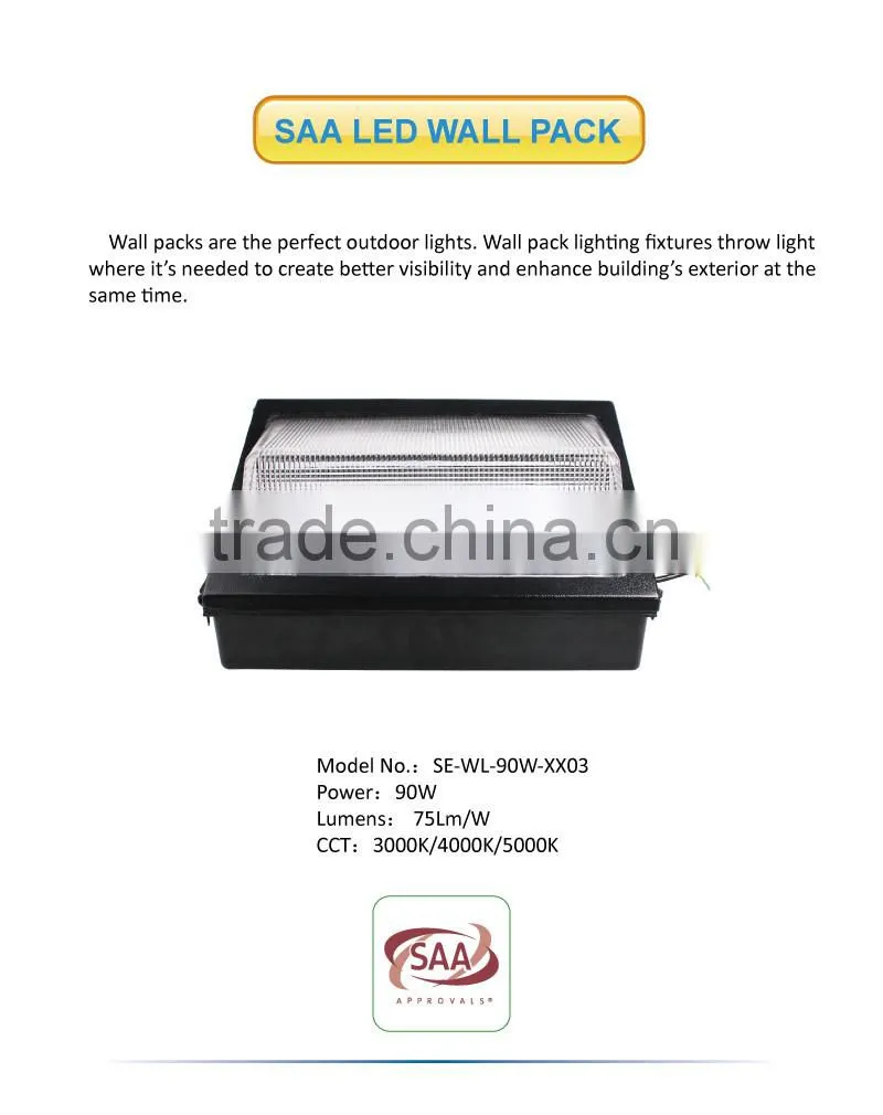 Outdoor SAA 90W LED Wall Pack Light