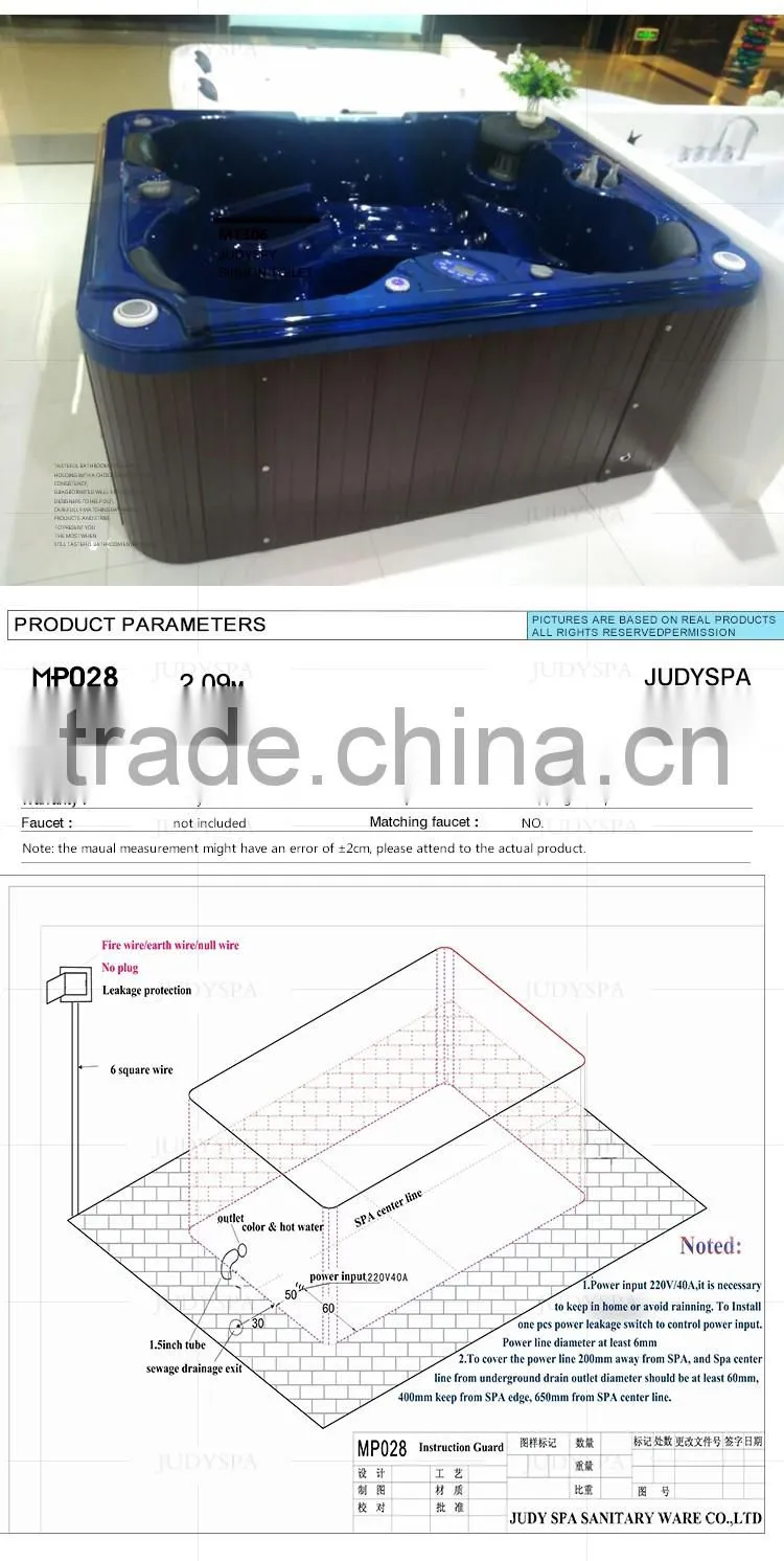 outdoor spa 3 person bathtub swimming poo hot spa p028