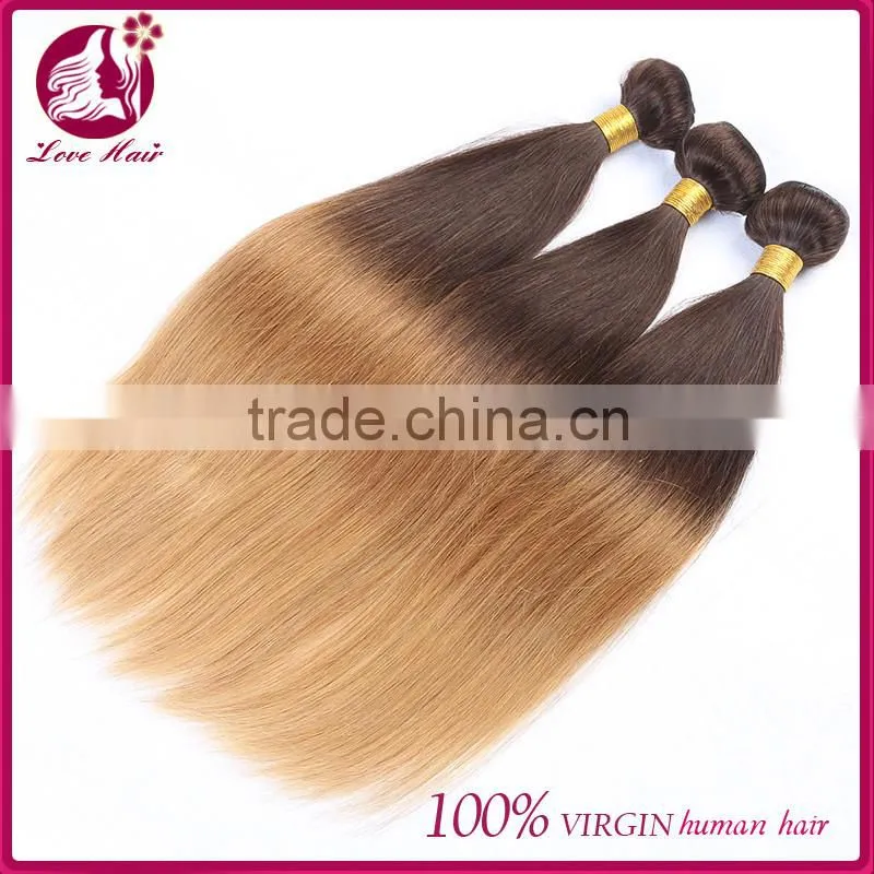 2016 Hot Selling !Two Tone Thick Bottom Factory Whoesale Wet And Wavy Ombre Colored Indian Human Hair Weave