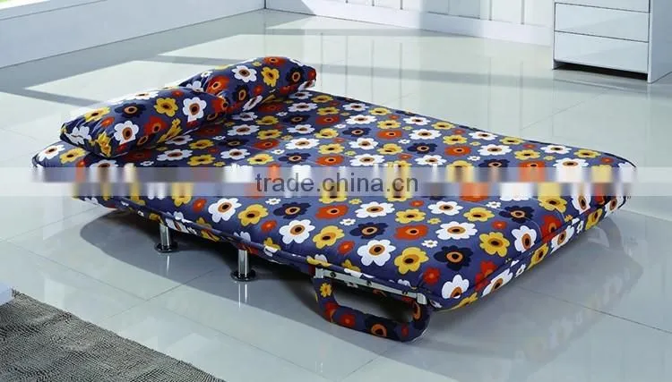 Rural style flower sofa cum bed fabric fold out sofa bed with arms for home furniture
