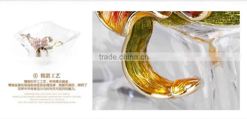 RORO craft gift home decorative metal fruit plate wedding gift and craft crystal decoration