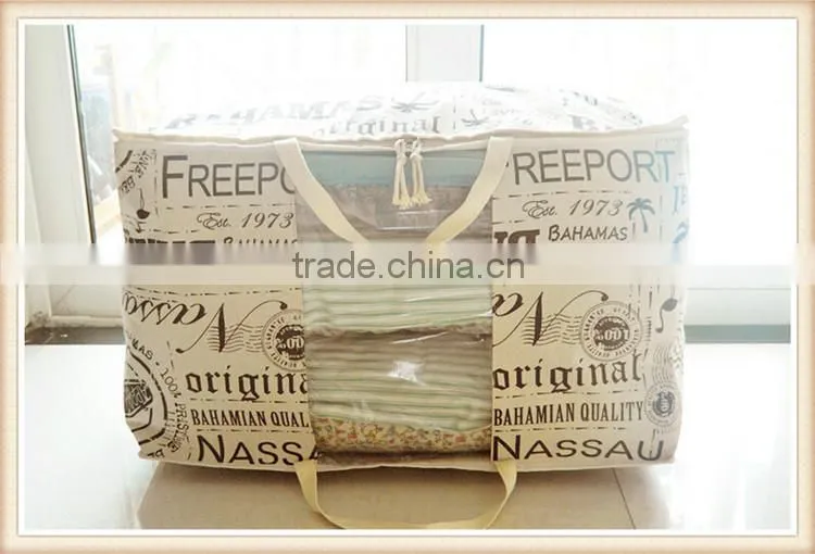 reminiscent england style cotton and linen quilt storage bag with pvc window