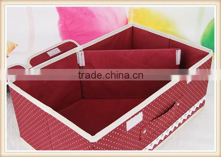Two lids non-woven storage box with division inside