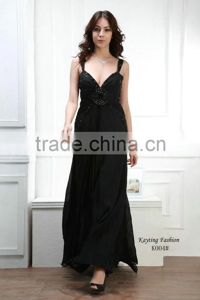 Glamorous Spaghetti Strap V-neck Ruffle Heavy beaded Evening Dresses