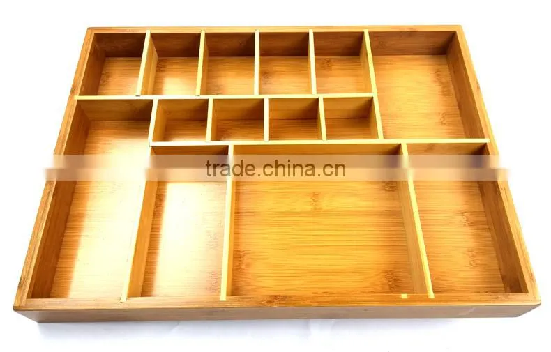 BH012 Rmovable Bamboo Adjustable Cutlery Drawer Organizer