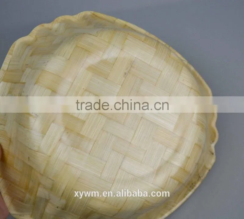 Retail No Normal Anomaly Triangle Color Painting Picture Handmade Bamboo Woven Wooden Salad Bowl Kitchen Tools