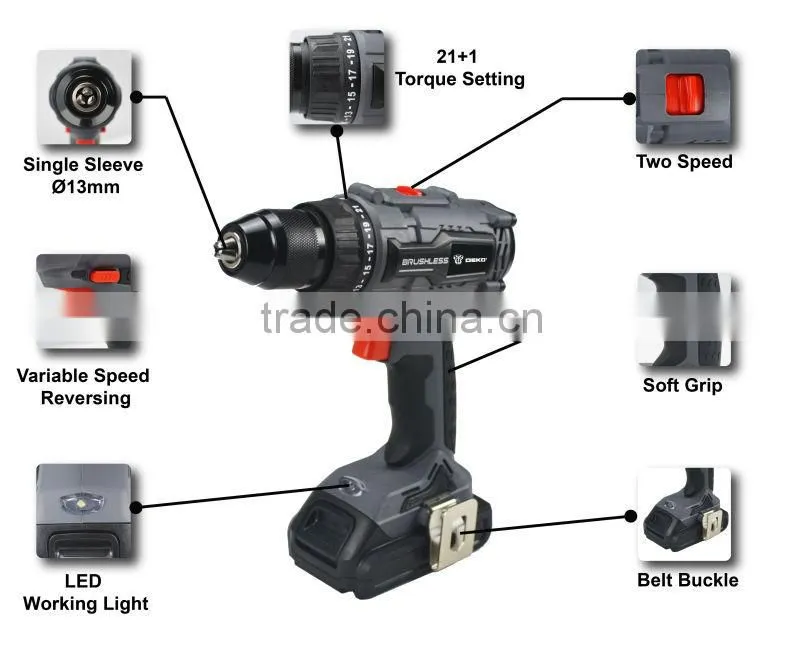18V Brushless Motor Power Tool Lithium Battery Cordless drill