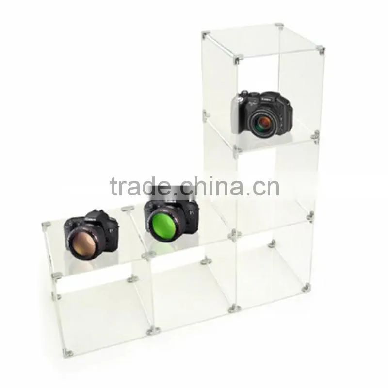 wholesale clear carylic organic glass camera display cabinet