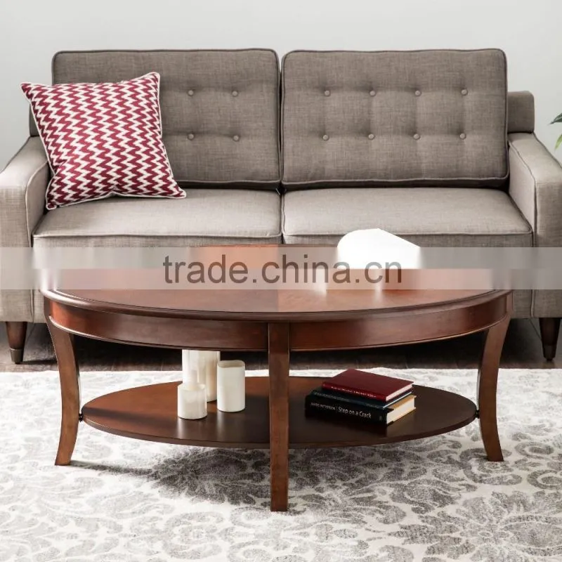 Modern living room furniture solid wood leg round table top coffee table