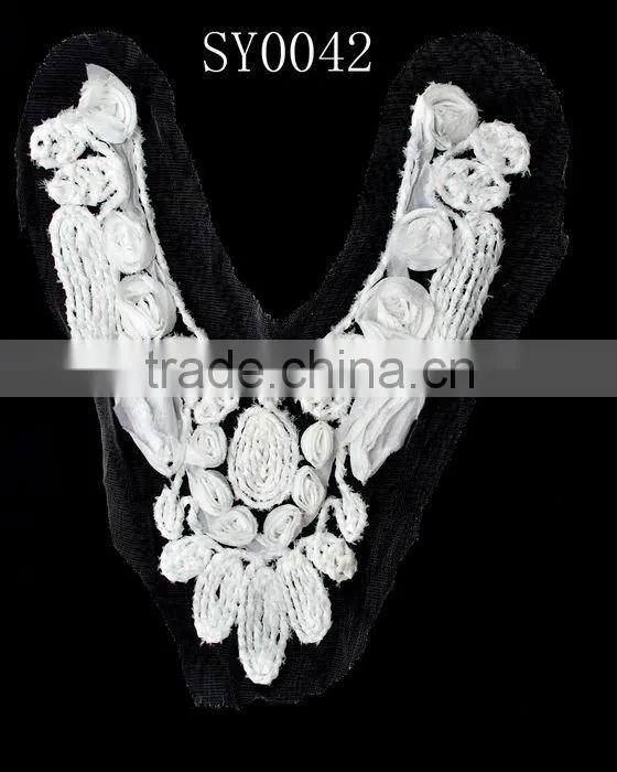 machine knited crochet cotton lace collars, women dress/ blouse neck collars factory