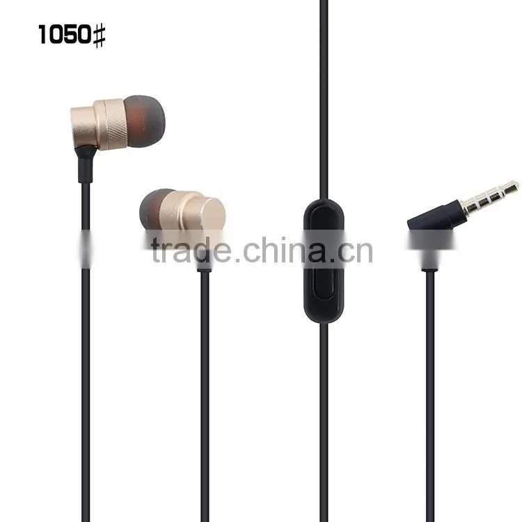 2016 new Mobile earphone, metal earphones with microphone,earphones with mic 3.5mm